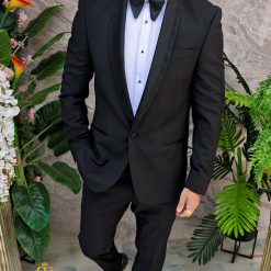 Costum negru NASMIRE Sacou Pantalon si Papion C4927 3