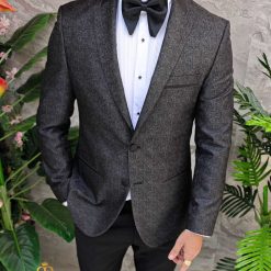 Costum negru NASMIRE Sacou Pantalon si Papion C4931 3