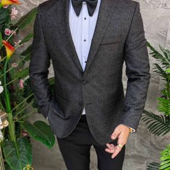 Costum negru NASMIRE Sacou Pantalon si Papion C4931 4