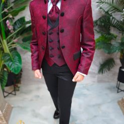 Costum visiniu ceremonie copii set 4 piese K5193 6 4