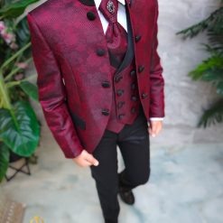 Costum visiniu ceremonie copii set 4 piese K5193 6 5