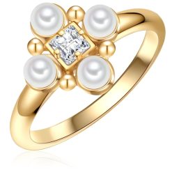 Inel placat cu aur de 14K si decorat cu perle-FEMEI-