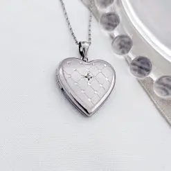 Medalion inima cu poze in interior - Silver Velvet - Argint 925 Rodiat - Cristal White Zirconia-Toate >> Argint 925 >> Lantisoare Argint >> Noutati