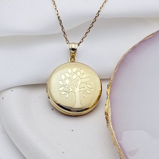 Medalion rotund cu poze in interior - Tree of Life - Argint 925 placat cu Aur Galben 18K-Toate >> Argint 925 >> Lantisoare Argint >> Noutati