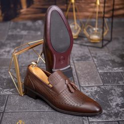 Mocasini barbatesti maro piele din piele naturala P1830 3