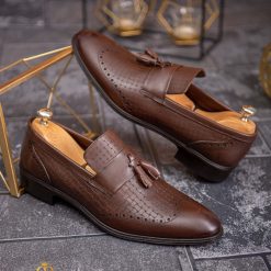 Mocasini barbatesti maro piele din piele naturala P1830 4