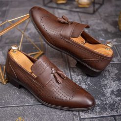 Mocasini barbatesti maro piele din piele naturala P1830 5