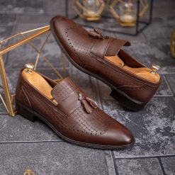 Mocasini barbatesti maro piele din piele naturala P1830 6