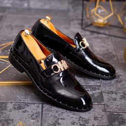 Mocasini barbatesti piele lacuita din piele naturala One Cut P1811 2