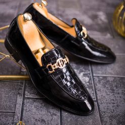 Mocasini barbatesti piele lacuita din piele naturala One Cut P1819 2