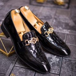 Mocasini barbatesti piele lacuita din piele naturala One Cut P1819 4