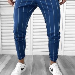 Pantaloni barbati casual albastri cu dungi 1003 SD A-2.2/ 27-5 E~-Pantaloni > Pantaloni casual