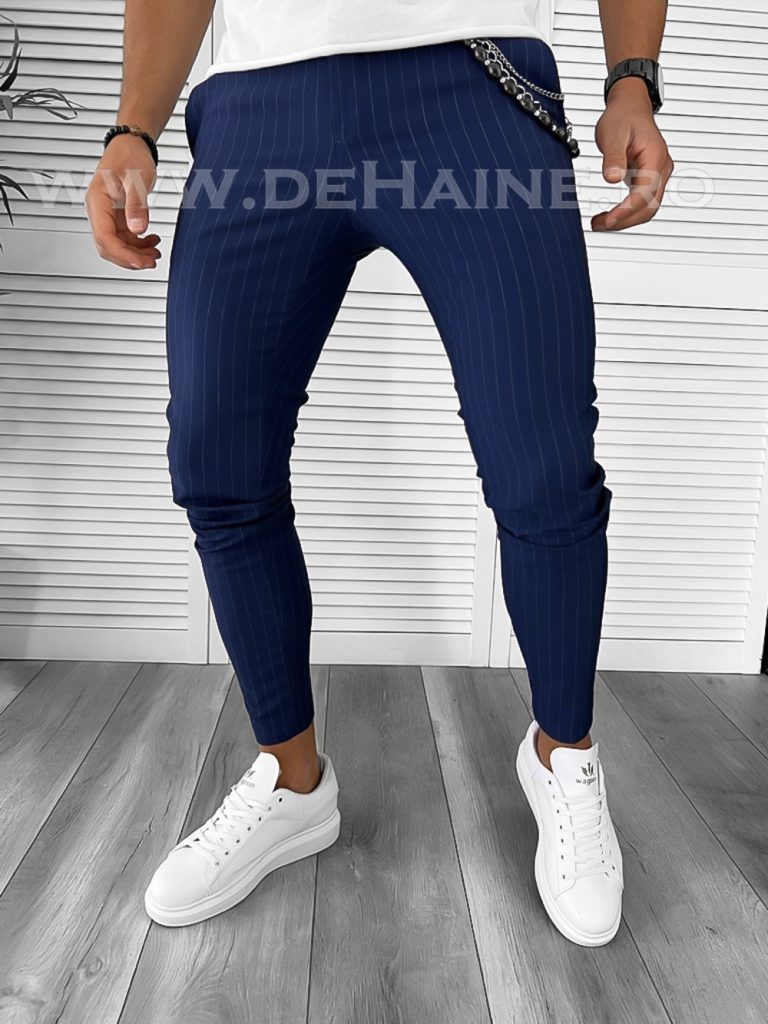 Pantaloni barbati casual regular fit bleumarin B7887 14-4 E~-Pantaloni > Pantaloni casual