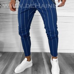 Pantaloni barbati casual regular fit bleumarin in dungi B7875. 27-5 E~-Pantaloni > Pantaloni casual