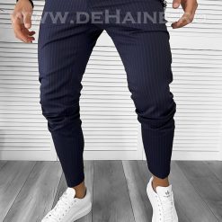Pantaloni barbati casual regular fit bleumarin in dungi B7886 14-4 E~-Pantaloni > Pantaloni casual