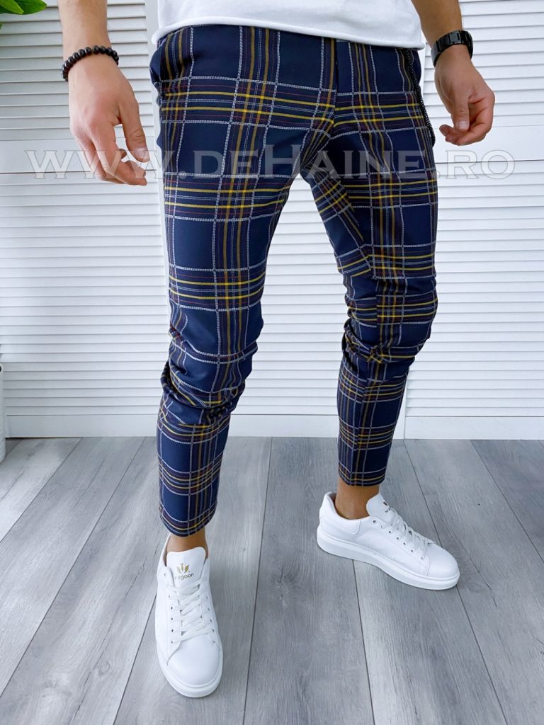 Pantaloni barbati casual regular fit in carouri B1749 7-5 E* ~-Pantaloni > Pantaloni casual