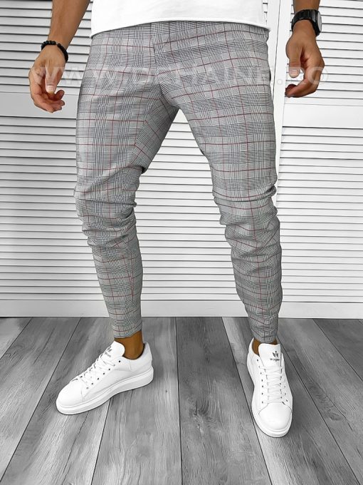 Pantaloni barbati casual regular fit in carouri B8506 63-4 E~-Pantaloni > Pantaloni casual