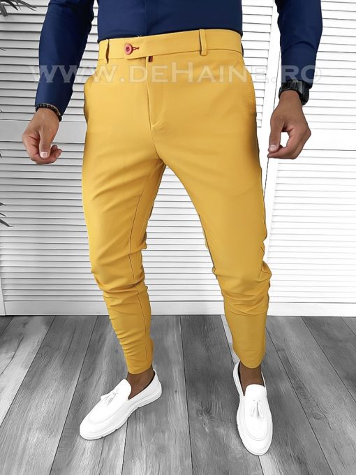 Pantaloni barbati casual regular fit mustar B5934 66-3 E~-Pantaloni > Pantaloni casual