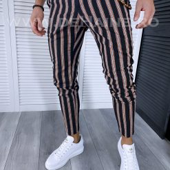 Pantaloni barbati casual regular fit negri in dungi B1594 34-5 E~-Pantaloni > Pantaloni casual
