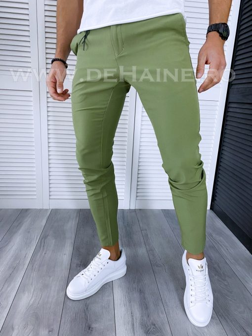 Pantaloni barbati casual regular fit verde B1734 I17-3-Pantaloni > Pantaloni casual