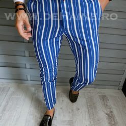 Pantaloni barbati eleganti albastri in dungi B1772 B6-3 9-1 E~-Pantaloni > Pantaloni eleganti