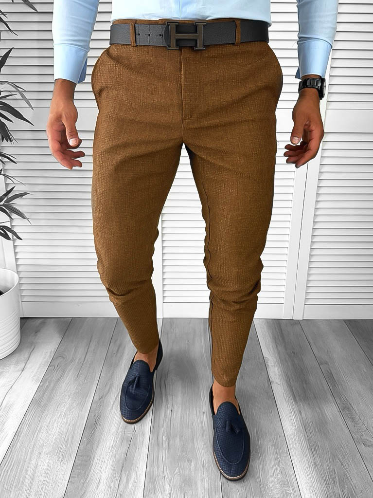 Pantaloni barbati eleganti maro B1769 E E 10-2 ~-Pantaloni > Pantaloni eleganti