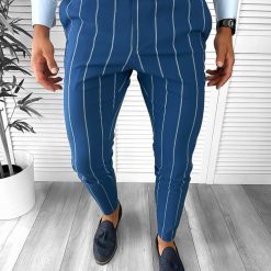 Pantaloni barbati eleganti regular fit albastri B1874 27-5 E~-Pantaloni > Pantaloni eleganti