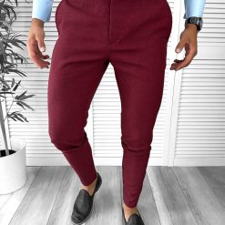 Pantaloni barbati eleganti regular fit grena B1769 14-5 E ~-Pantaloni > Pantaloni eleganti