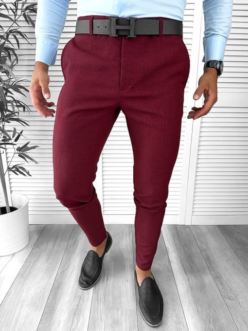 Pantaloni barbati eleganti regular fit grena B1769 14-5 E ~-Pantaloni > Pantaloni eleganti