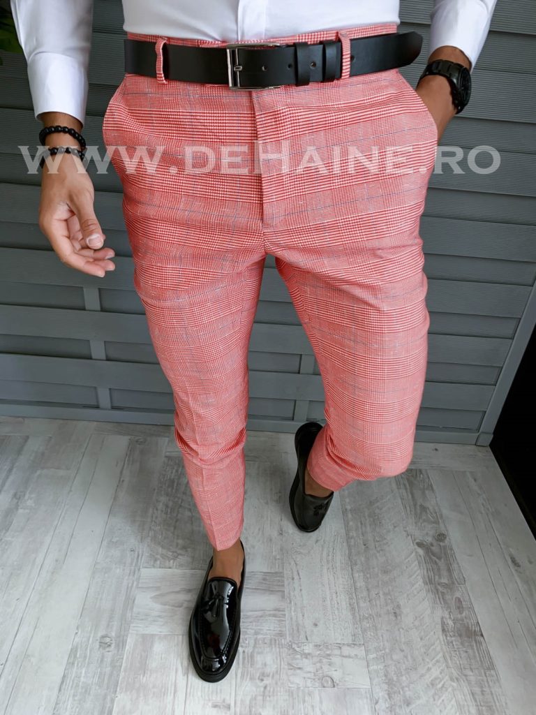 Pantaloni barbati eleganti regular fit in carouri B1607 B6-2.2/ E 19-5~-Pantaloni > Pantaloni eleganti