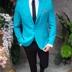 Sacou Turcoaz de barbati Slim Fit SC893 3