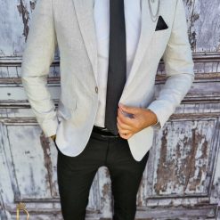 Sacou de barbati Gri Slim Fit Summer Collection SC364 4