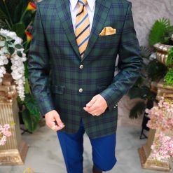 Sacou de barbati Regular Fit Verde in carouri SC902 3