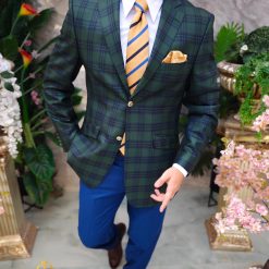 Sacou de barbati Regular Fit Verde in carouri SC902 4