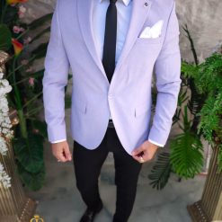 Sacou lila de barbati Slim Fit material texturat SC888 4