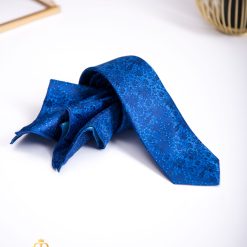 Set Cravata si batista albastra cu model - CV997-Accesorii