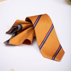 Set Cravata si batista aurie cu dungi - CV990-Accesorii