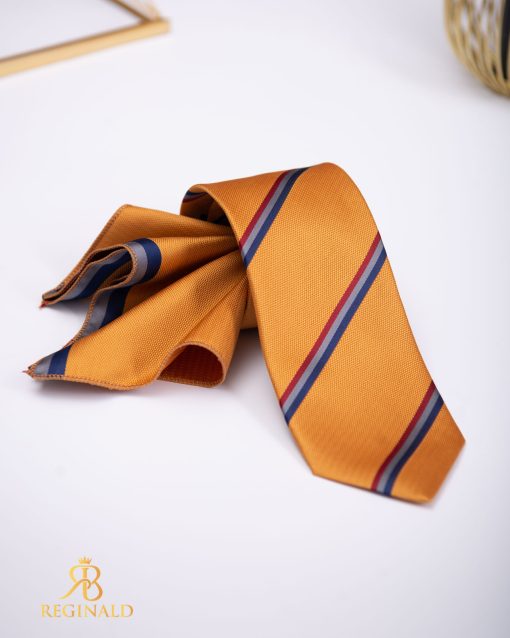 Set Cravata si batista aurie cu dungi - CV990-Accesorii