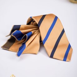 Set Cravata si batista auriu cu dungi - CV984-Accesorii
