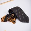Set Cravata si batista neagra cu model auriu - CV980-Accesorii