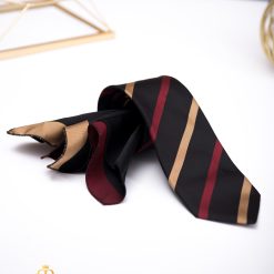 Set Cravata si batista neagra cu model in dungi - CV995-Accesorii