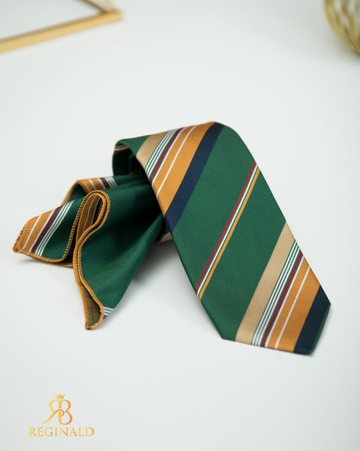 Set Cravata si batista verde cu model - CV994-Accesorii