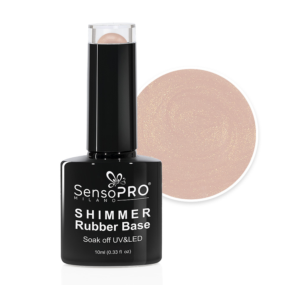 Shimmer Rubber Base SensoPRO Milano - #09 Irresistible Nude Shimmer Gold