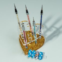 Suport pensule unghii si ustensile manichiura Golden Heart LUXORISE 12 sloturi 2