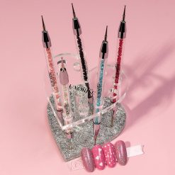 Suport pensule unghii si ustensile manichiura Silver Heart LUXORISE 12 sloturi 2