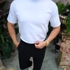 Tricou de barbati Alb cu guler rotund TR1057 2