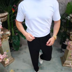 Tricou de barbati Alb cu guler rotund TR1057 3