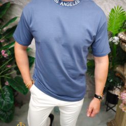 Albastru cu guler rotund- TR1063-Tricouri