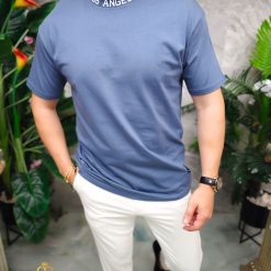 Tricou de barbati Albastru cu guler rotund TR1063 2