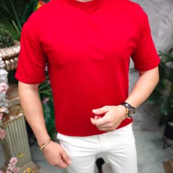 Rosu cu guler rotund- TR1066-Tricouri